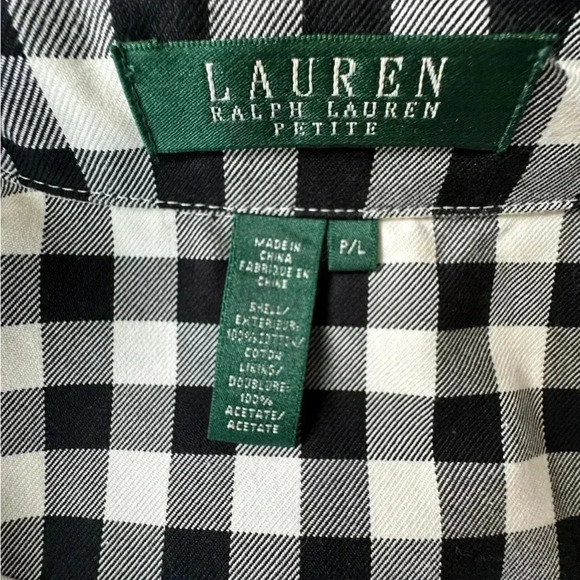 LAUREN RALPH LAUREN NWOT BLACK & WHITE GINGHAM TRENCH COAT | PETITE LARGE - Picture 12 of 12